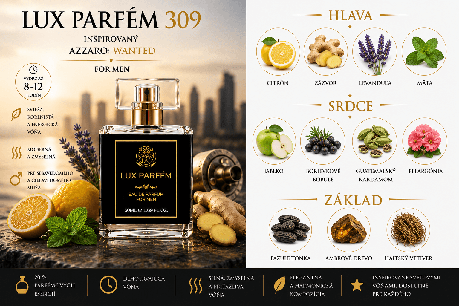 Lux Parfém 309 – Inšpirovaný Azzaro: Wanted
